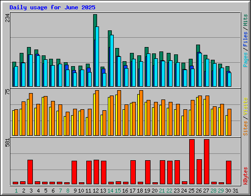 Daily usage for June 2025