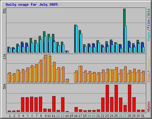 Daily usage for July 2025